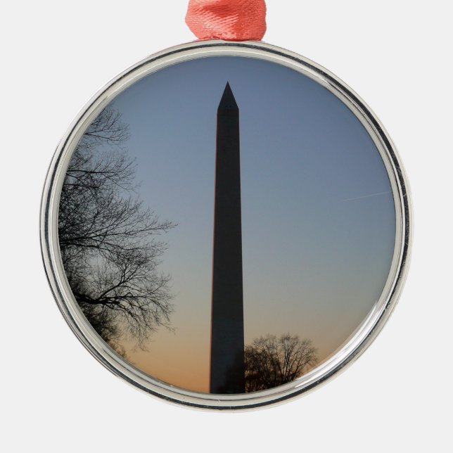 Washington Monument at Sunset in DC Metal Tree Decoration (Front)