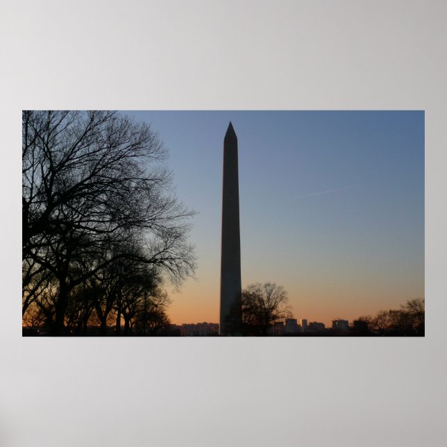Washington Monument at Sunset in DC Poster (Front)