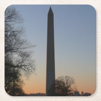 Washington Monument at Sunset in DC Square Paper Coaster