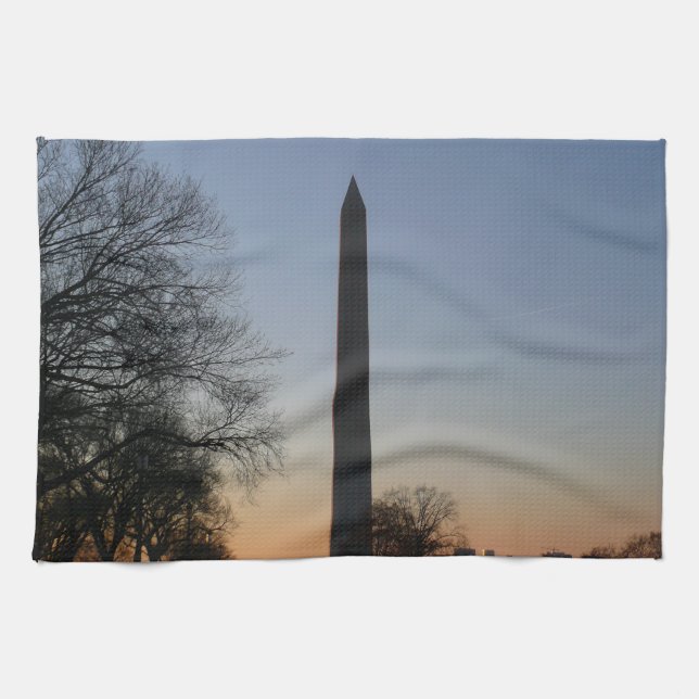 Washington Monument at Sunset in DC Tea Towel (Horizontal)