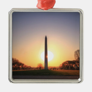 Washington Monument at Sunset Metal Tree Decoration