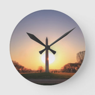 Washington Monument at Sunset Round Clock