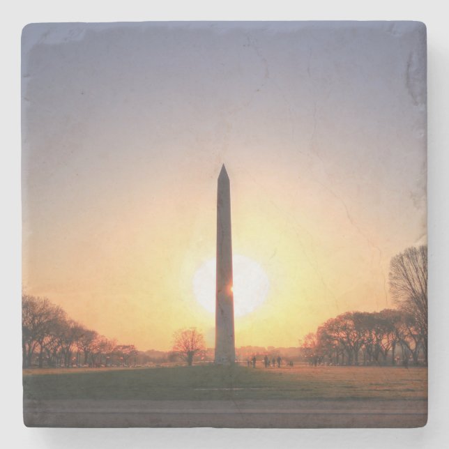 Washington Monument at Sunset Stone Coaster (Front)