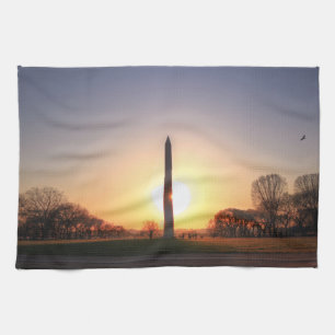 Washington Monument at Sunset Tea Towel