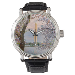 Washington Monument Cherry Blossoms Tote Bag Watch