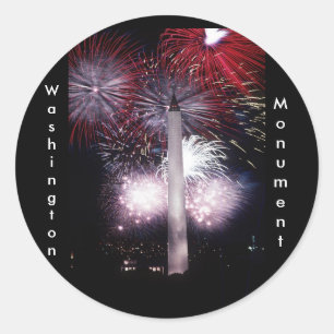 Washington Monument Fireworks Classic Round Sticker
