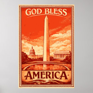 Washington Monument - God Bless America Poster