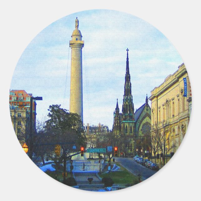Washington Monument Historic Neighbourhood Classic Round Sticker (Front)