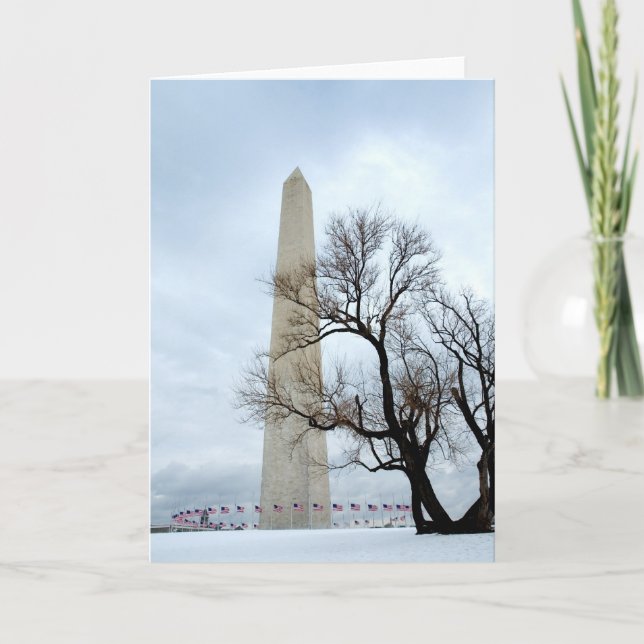 Washington Monument in Winter Card (Front)