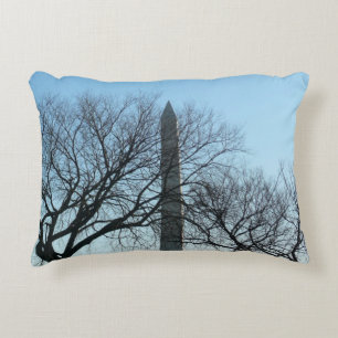 Washington Monument in Winter I Landscape Decorative Cushion