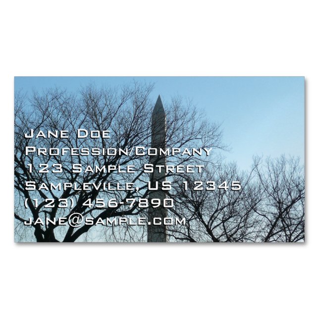 Washington Monument in Winter I Landscape Magnetic Business Card (Front)
