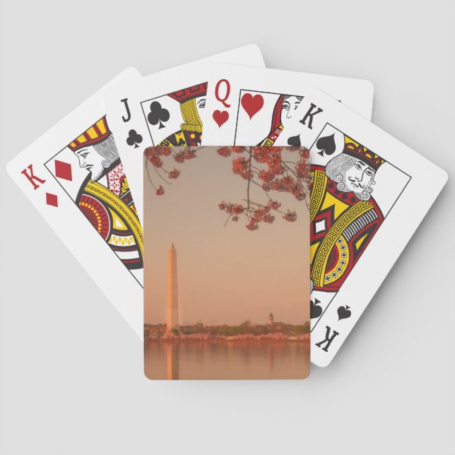 Washington Monument Sakura at sunset. Playing Cards (Back)