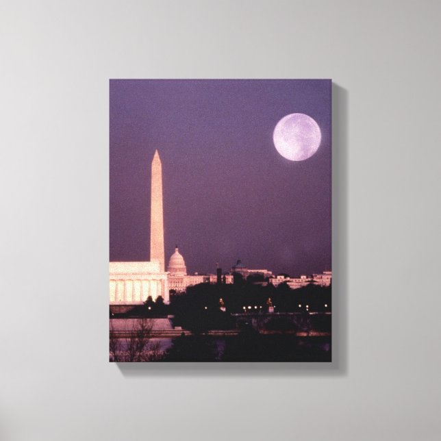 Washington Monument, the Capitol and Jefferson Canvas Print (Front)