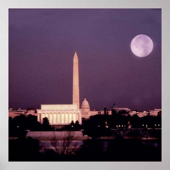 Washington Monument, the Capitol and Jefferson Poster (Front)