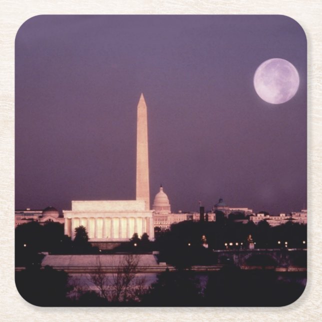 Washington Monument, the Capitol and Jefferson Square Paper Coaster (Front)
