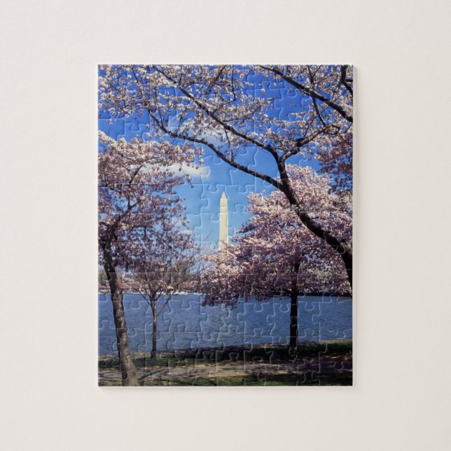 Washington Monument Through Cherry Blossoms Jigsaw Puzzle (Vertical)