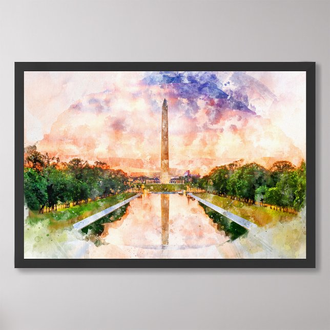 Washington Monument watercolor during sunset Photo Print (Creator Uploaded)