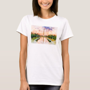 Washington Monument watercolor during sunset T-Shirt
