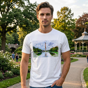 Washington Monument Watercolor with Reflection T-Shirt