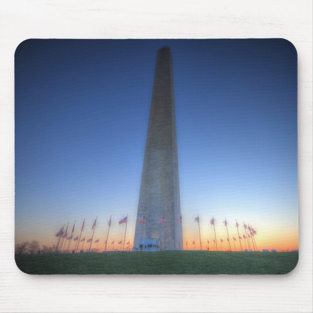 Washington Monument with Orange Sunset Mouse Mat (Front)