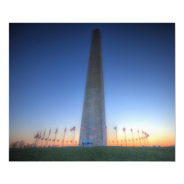 Washington Monument with Orange Sunset Photo Print (Front)