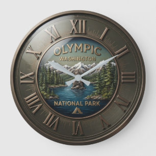 Washington Mountain & Lake Olympic National Park Large Clock