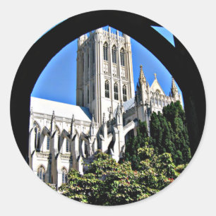Washington National Cathedral Through Archway Classic Round Sticker