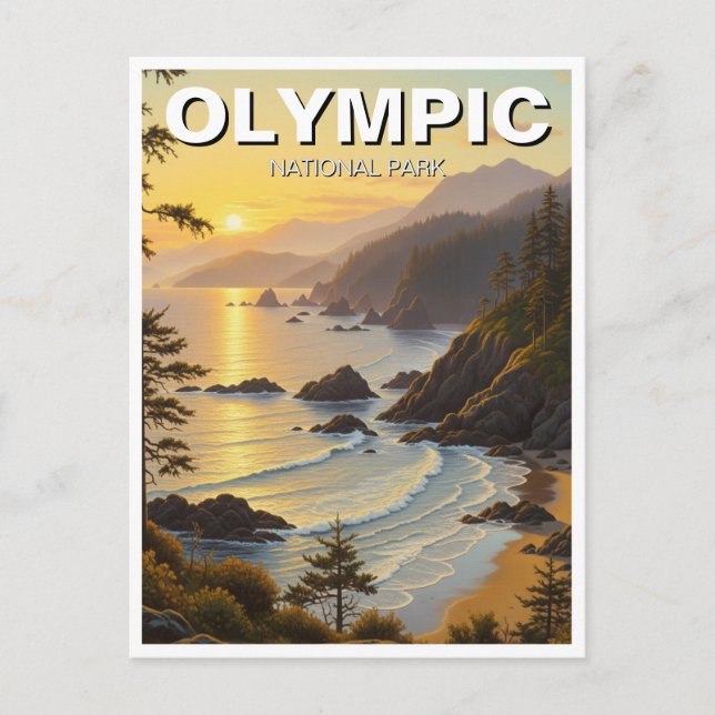 Washington olympic national park travel postcard (Front)