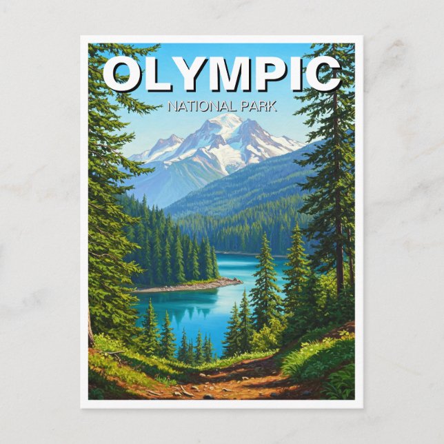Washington olympic national park travel postcard (Front)