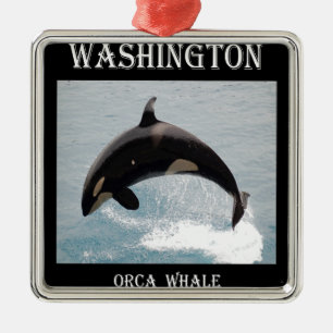 Washington Orca Whale Metal Tree Decoration