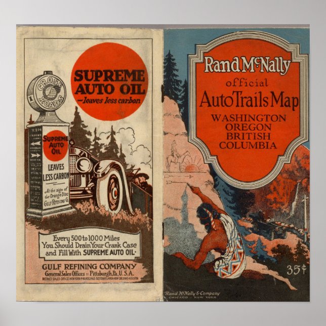 Washington, Oregon auto trails Poster (Front)