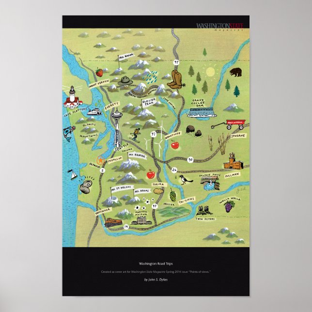Washington Road Trips by John S. Dykes Poster (Front)