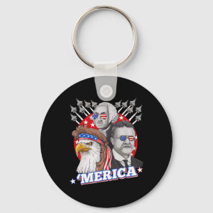 Washington Roosevelt Bald Eagle 4th Of July Patrio Key Ring