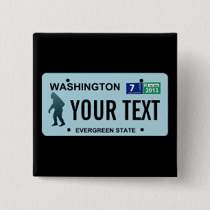 Washington Sasquatch License Plate 15 Cm Square Badge
