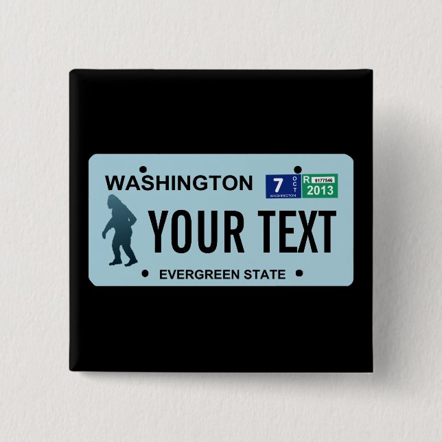 Washington Sasquatch License Plate 15 Cm Square Badge (Front)
