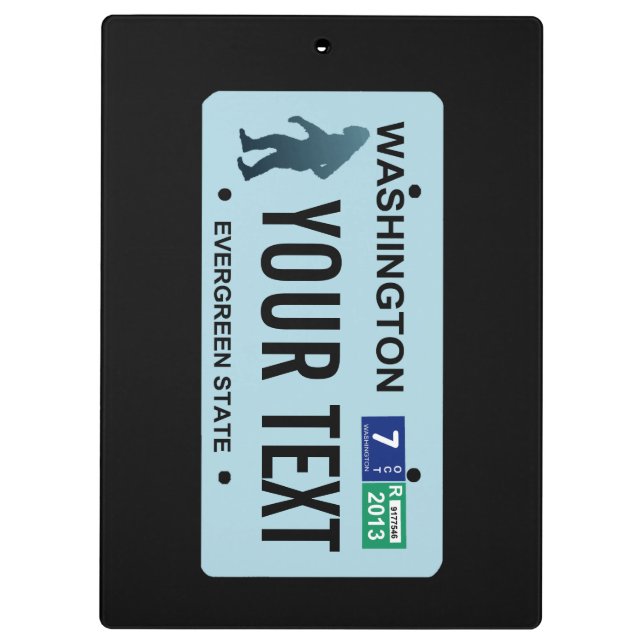 Washington Sasquatch License Plate Clipboard (Back)