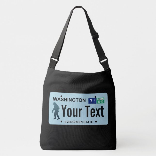 Washington Sasquatch License Plate Crossbody Bag (Front)