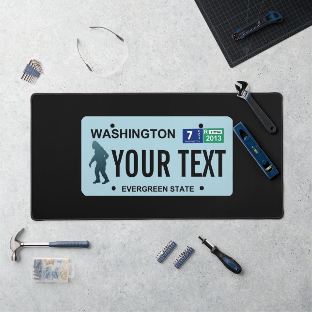 Washington Sasquatch License Plate  Desk Mat (Workstation)