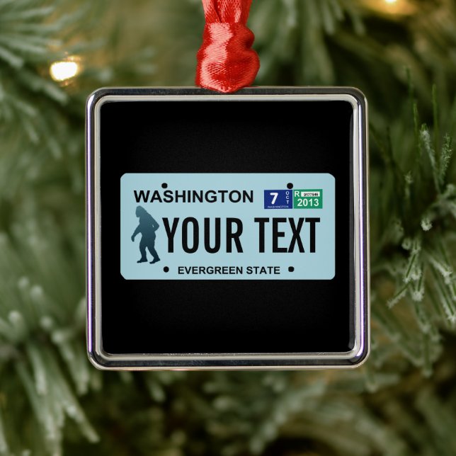 Washington Sasquatch License Plate Metal Tree Decoration (Tree)