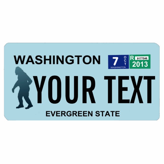 Washington Sasquatch License Plate Photo Sculpture Magnet (Front)