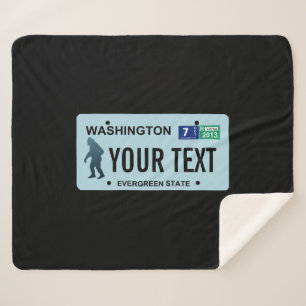 Washington Sasquatch License Plate Sherpa Blanket