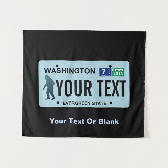 Washington Sasquatch License Plate Tapestry (Front (Horizontal))