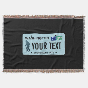 Washington Sasquatch License Plate Throw Blanket