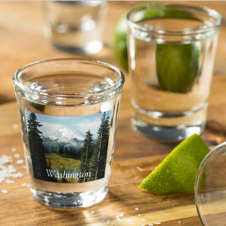 Washington Scenic Mount Rainier Landscape Photo Shot Glass