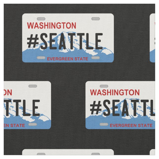 Washington Seattle license plate fabric (Close Up)
