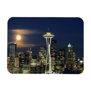 Washington, Seattle, Skyline at night from Kerry 1 Magnet