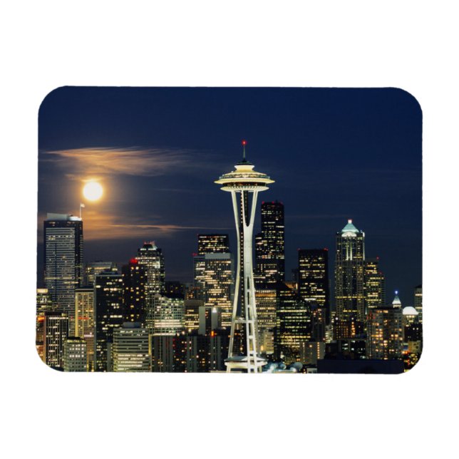 Washington, Seattle, Skyline at night from Kerry 1 Magnet (Horizontal)