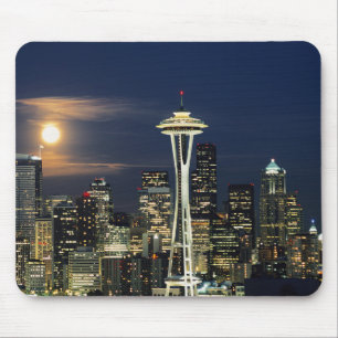 Washington, Seattle, Skyline at night from Kerry 1 Mouse Mat