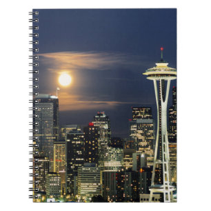 Washington, Seattle, Skyline at night from Kerry 1 Notebook