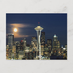 Washington, Seattle, Skyline at night from Kerry 1 Postcard